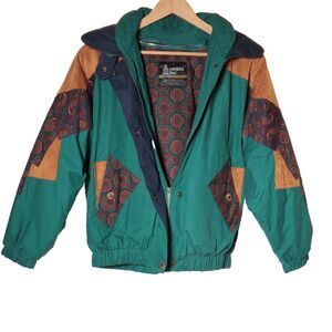 London Fog 90s Retro Puffer Skiwear Bomber Jacket Suede Trim Patchwork Men S NWT